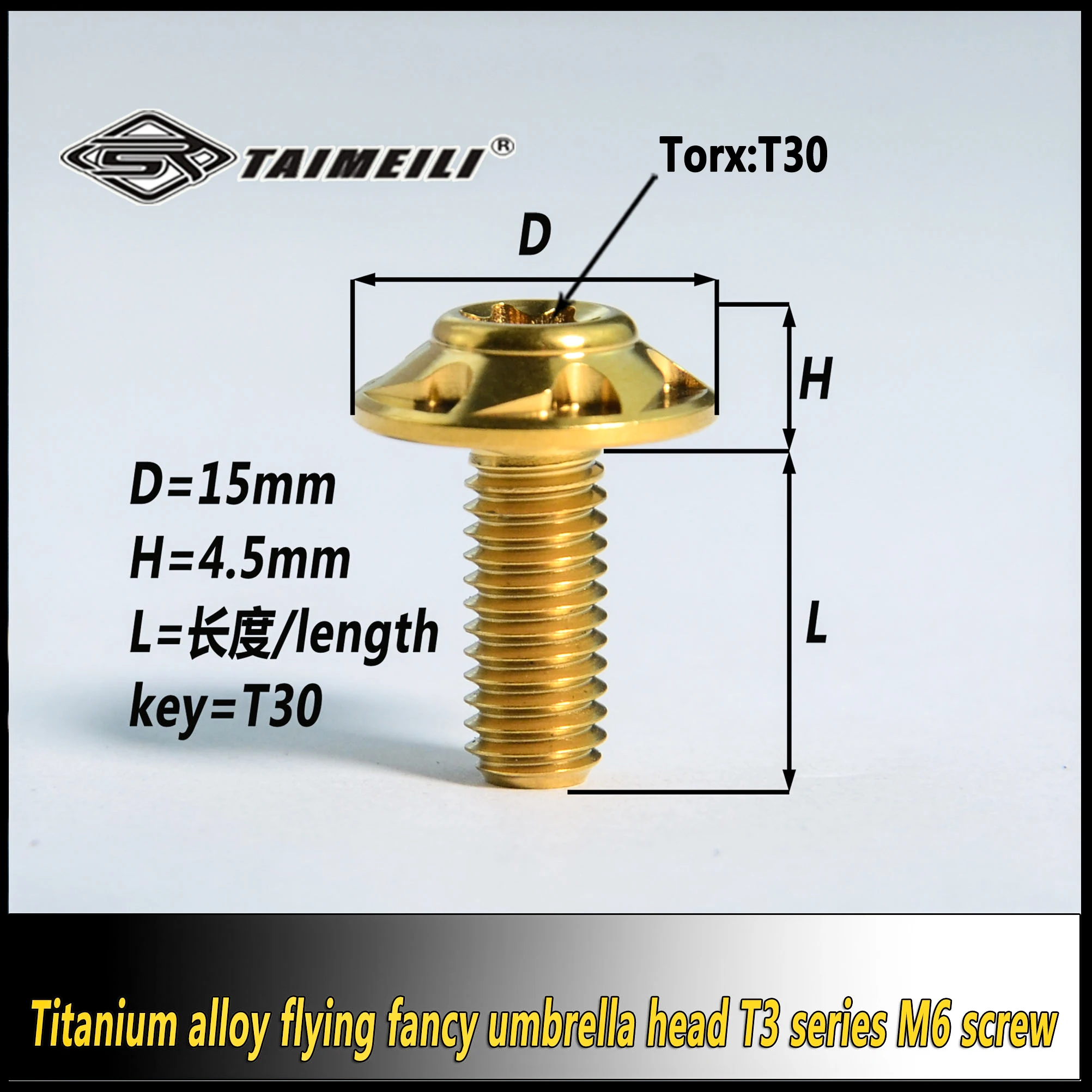 TAIMEILI 1pcsTitanium alloy flying fancy umbrella head screw M6 series locomotive housing modification screw