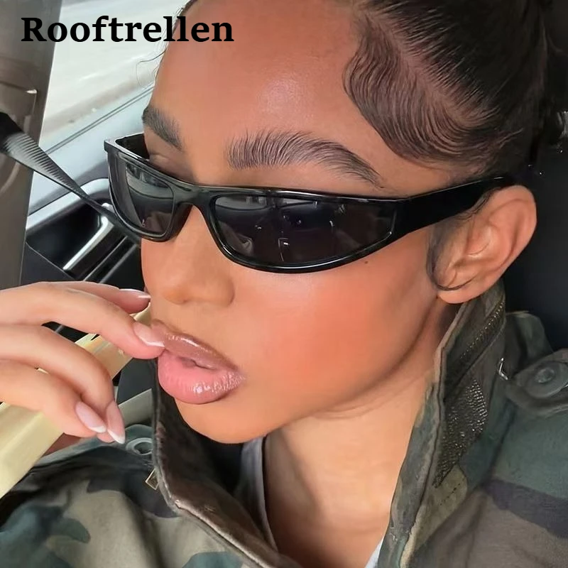 Retro Schmale Rechteckige Y2K Sonnenbrille 2026 Trend Marken-Wrap-Sportbrille für Männer und Frauen Radfahren Autofahren UV400 Punk Eyewear
