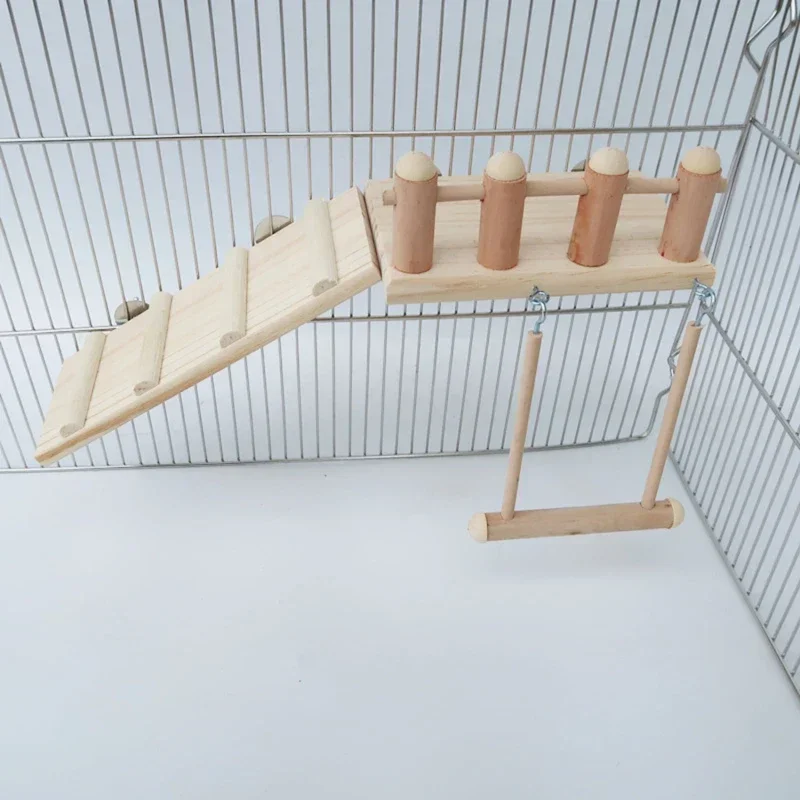 

Wooden Bird Toys, Climbing Ladders, Small Parrot Chewing, Training Toys, Cotton Rope, Hanging Ring, Bell, Cage, Pet Supplies