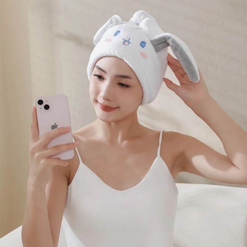 Miniso قبعة الشعر الجاف طبقة مزدوجة سميكة امتصاص الماء منشفة التجفيف السريع للنساء غسل حقيبة الشعر وشاح الرأس قبعة الدش