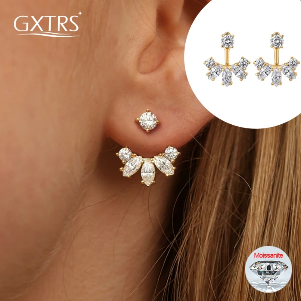 

GXTRS GRA Certified Moissanite Stud Earrings For Women S925 Silver Sparkling Diamond Ear Stud Wedding 18K Plated No Fade Jewelry