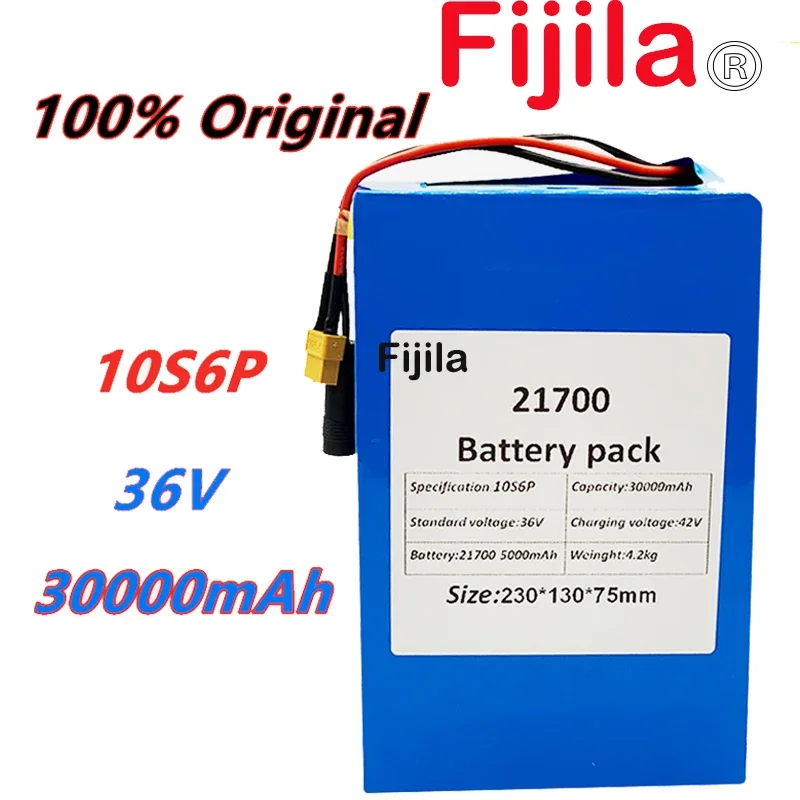 

36V 30ah 21700 10S6P Electric Bicycle Battery 30000mAh 1000W Lithium Built-in 20A BMS Bikes Motor