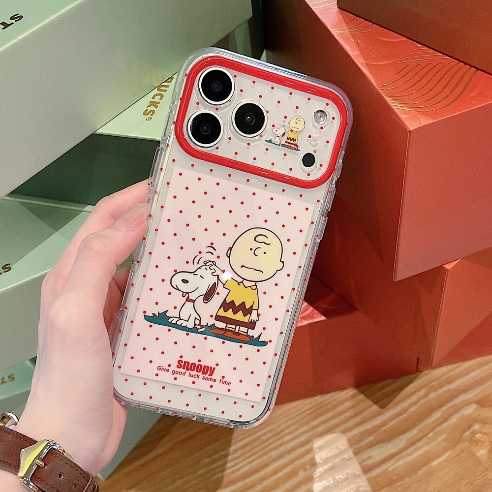 Cute Cartoon Snoopy Charlie Brown Magnetic Holder Magsafe Wireless Charge Phone Case For iPhone 18 17 16 15 Pro Max Hard Cover