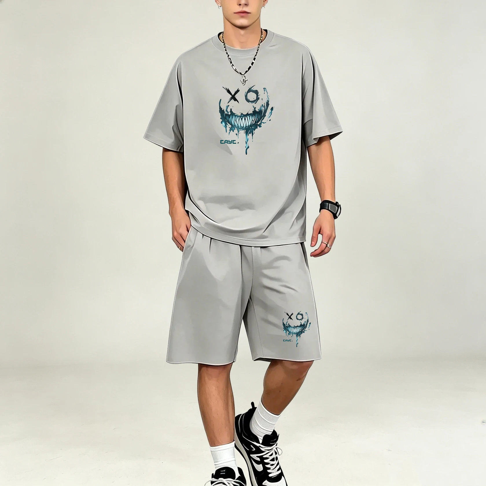 Men T-Shirts Sets Quick Dry Breathable Sports 2 Piece Outfit Crew Neck T Shirt Pocket Sports Shorts Outdoor Walking Leisure Sets view 6