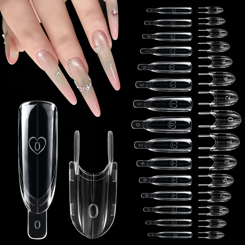 2026 Neue Sandwich Dual Nagelformen 120 Stück 15 Größen Raketenform Vollabdeckung Ober- & Unterteil-Form für Nagelkunst-Verlängerung Maniküre-Set – Detail 2