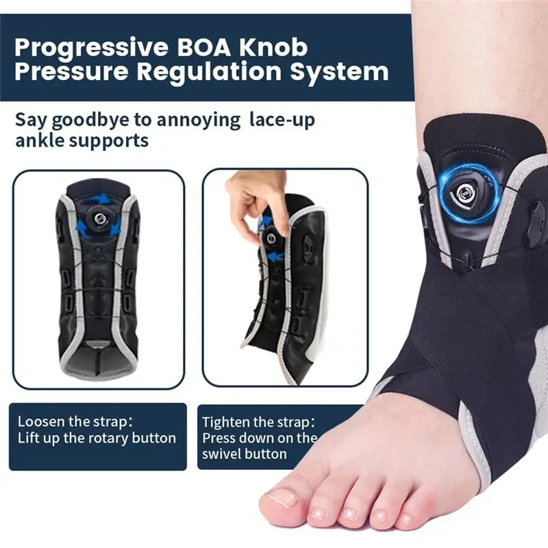 AEE2-Ankle Brace Adjustable Knob Maximum Metal Ankle Support Brace For Sprained Ankle,Tendonitis, Achilles