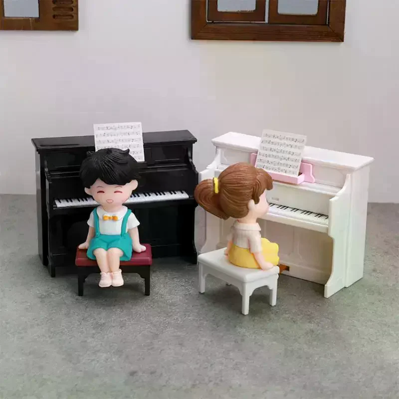 1 Set Dollhouse Miniature Cute Simulated Piano Furniture Model Musical Instruments For Doll House Decor Pretend Play Toys Gift