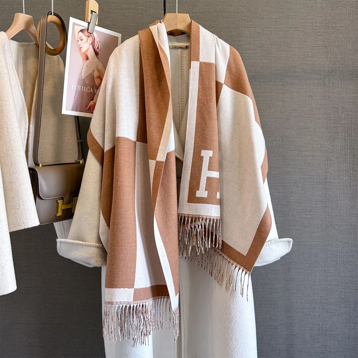 2025 outono inverno cachecol feminino luxo quente viagem cachecóis cashmere pashmina com borla xale bufanda longo grande envoltório casual novo