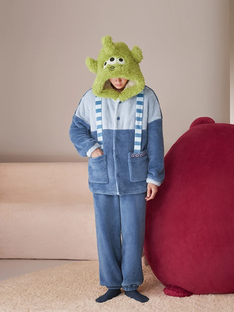 Cartoon Long Nightgown Women's Winter Coral Fleece Thermal Pajamas Cute Loungewear Robes Bathrobe Sleepwear