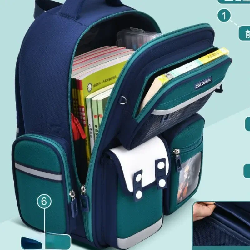 2023 New Schoolbag Primary School Boys and Girls Grade One to Six Children Burden Reduction Spine-Protective Backpack