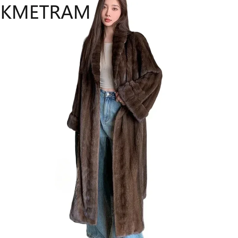 Natural Mink Fur Jacket Luxury Long Fur Coat Women Old Money Style Jackets for Winter 2024 Fashion Womans Clothing шуба женская