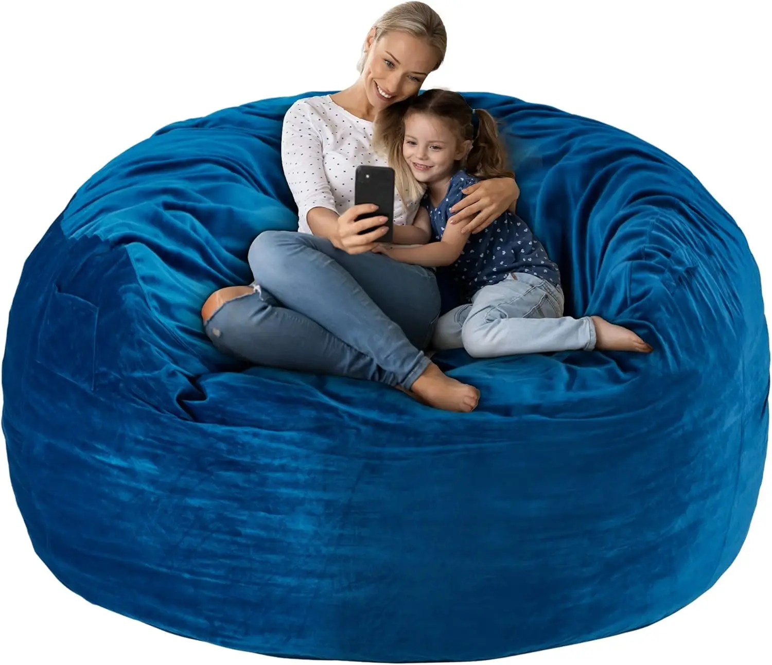 

Bean Bag Chair: Giant 5' Memory Foam Furniture Bean Bag Chair For Adults With Microfiber Cover - 5Ft,Blue