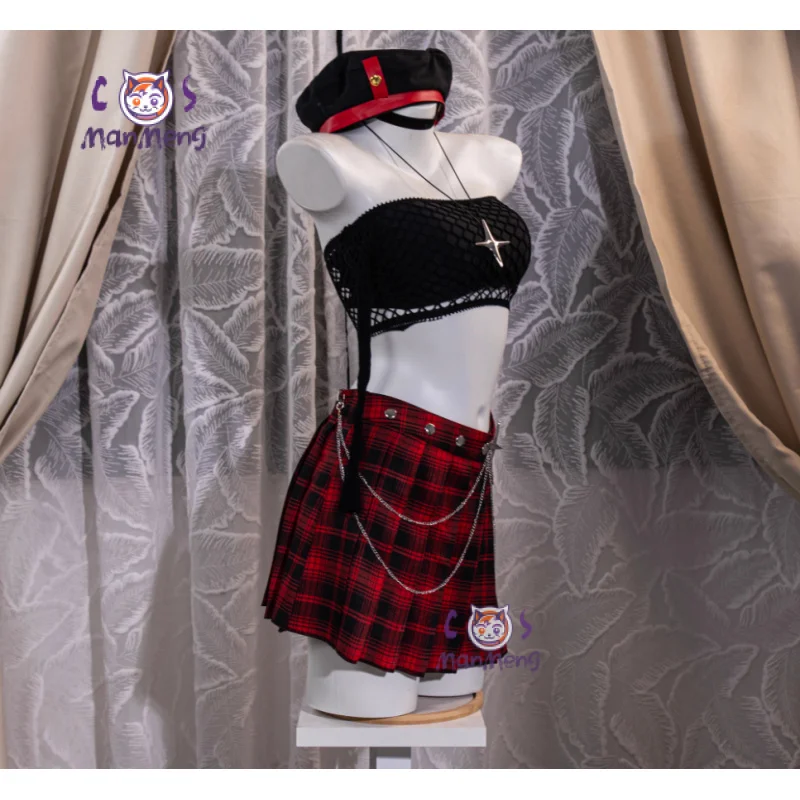 

NIKKE：The Goddess of Victory Rapi Cosplay Costume Women sexy strapless plaid dress hat necklace prop set Halloween new uniform