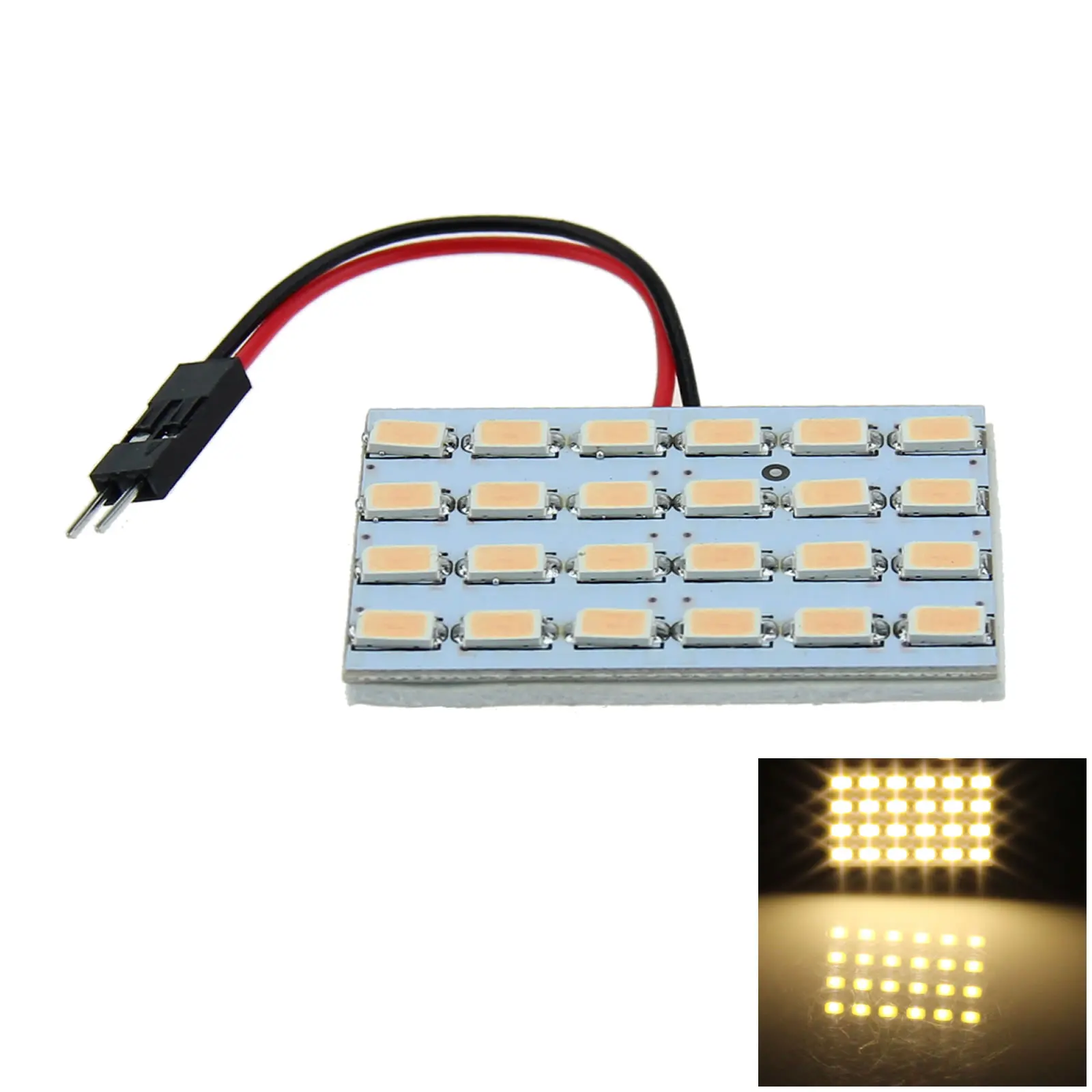 1x Warm White Car Panel Reading Light Dome Blub 24 Emitters 5630 SMD LED T10 festoon J206-WN