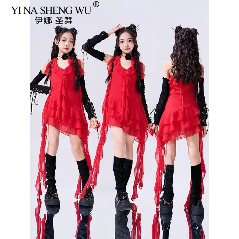 فستان بشريط لرقص الجاز ملابس الشارع الشهير الهيب هوب للفتيات أداء الموسيقى مهرجان المنصة عرض ملابس الحفلات السالسا #2