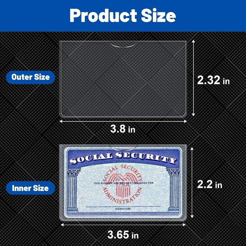 Social Security Card Protector Sleeves, Clear Waterproof Card Holders for SSN, ID, Credit Cards and Medicare Cards
