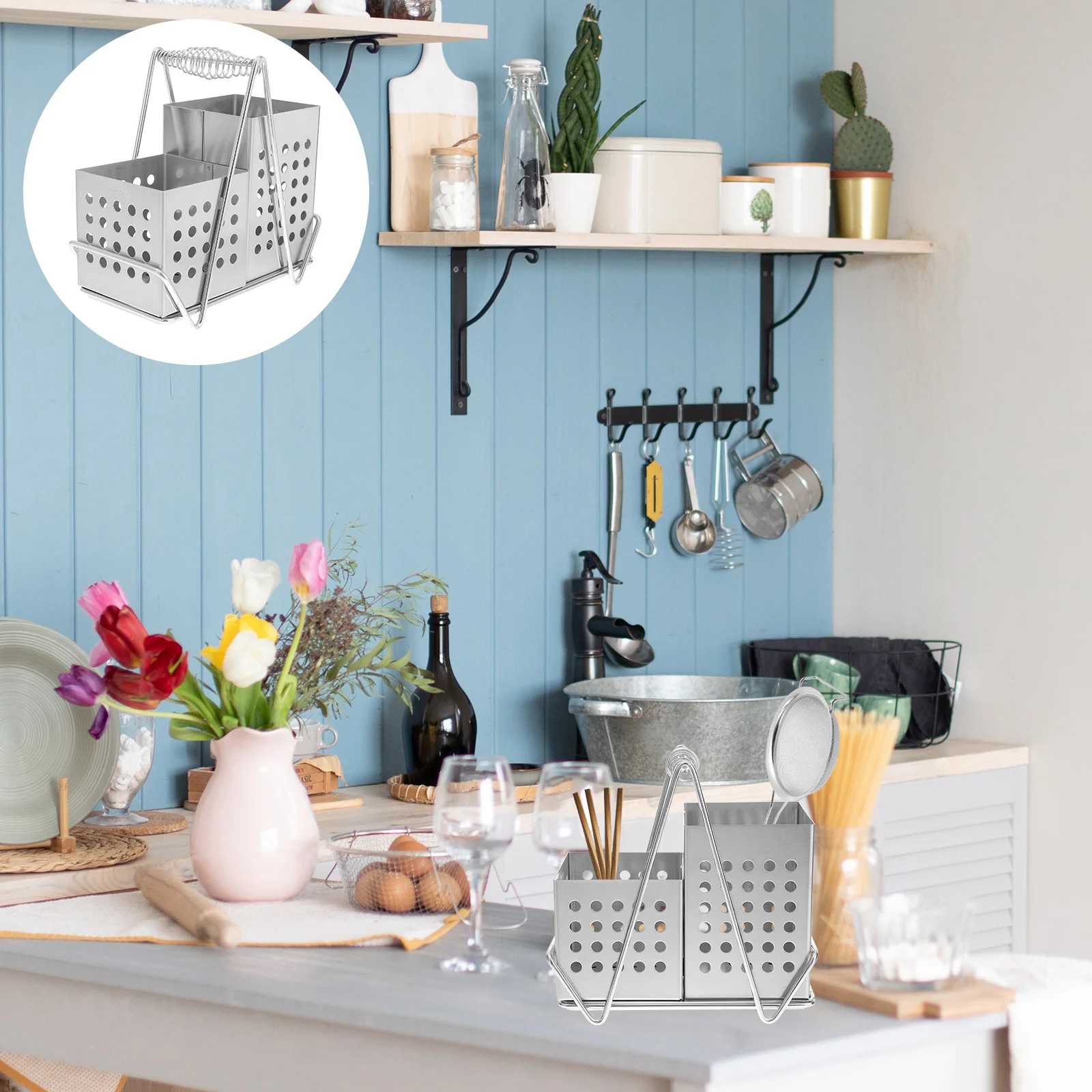 

Stainless Steel Chopsticks Holder Drying Rack Kitchen Utensil ganizer Drainage Shelf Cutlery Storage Practical Helper 304
