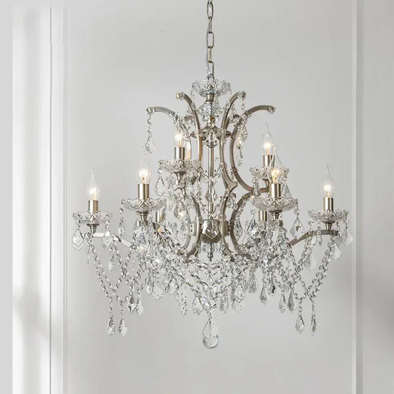 

American Chandelier Light Luxury Living Room Dining Room Lamp Retro French Crystal Lamp European Villa Princess Room Lamp