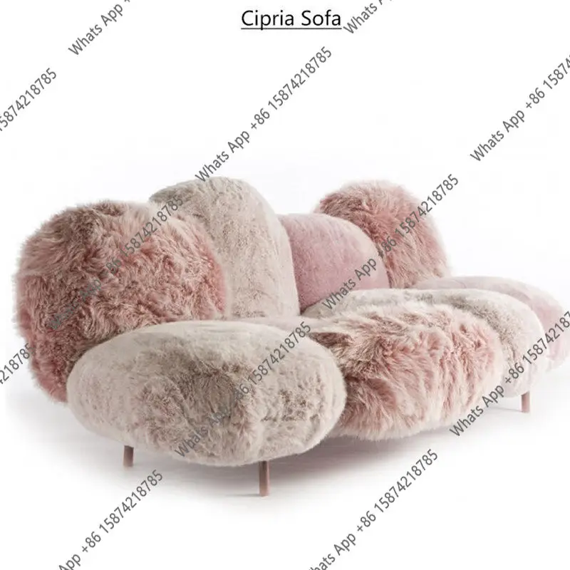 

Bn Italian Living Room Cream Wind Small Apartment Special-shaped Straight Row Girl Puff Sofa