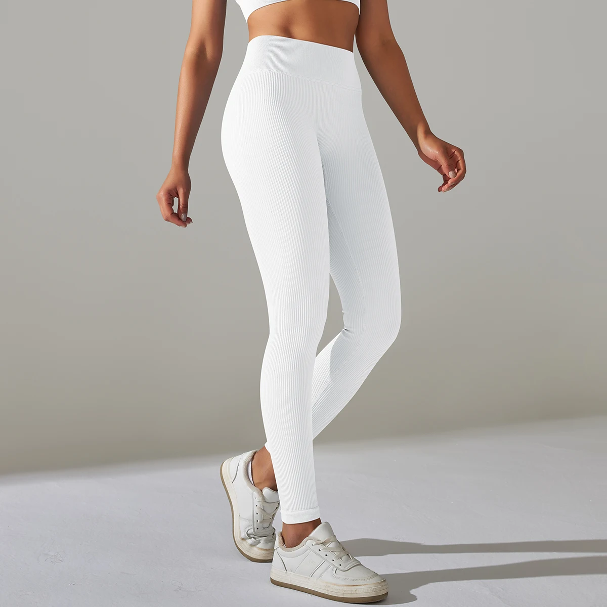 Solid White Women Leggings Seamless Gym Leggings Quick Dry Fitness Pants High Waist Running Pants Hips Push Up Sports Leggings