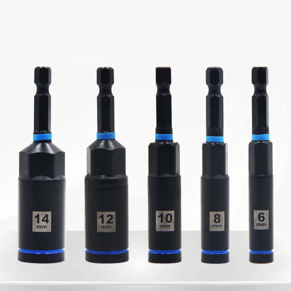 80mm Hex Socket Nut Driver Drill Bit Adapter 1/3/5pcs Socket Wrench Extension Sleeve 6/8/10/12/14mm Tools Socket Adapter
