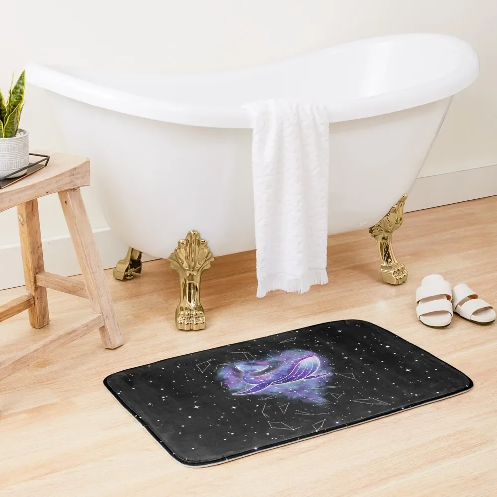 Purple Galaxy Space Whale Heart Bath Mat Mats For Bathroom And Toilet Quick-Drying Bathroom Mat