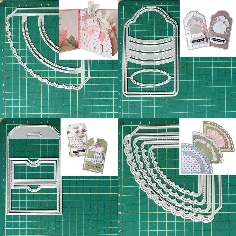 Tags Label Fan-shaped pages Metal Cutting Dies Stencil DIY Scrapbooking photo album Decorative Paper Cards Embossing mold