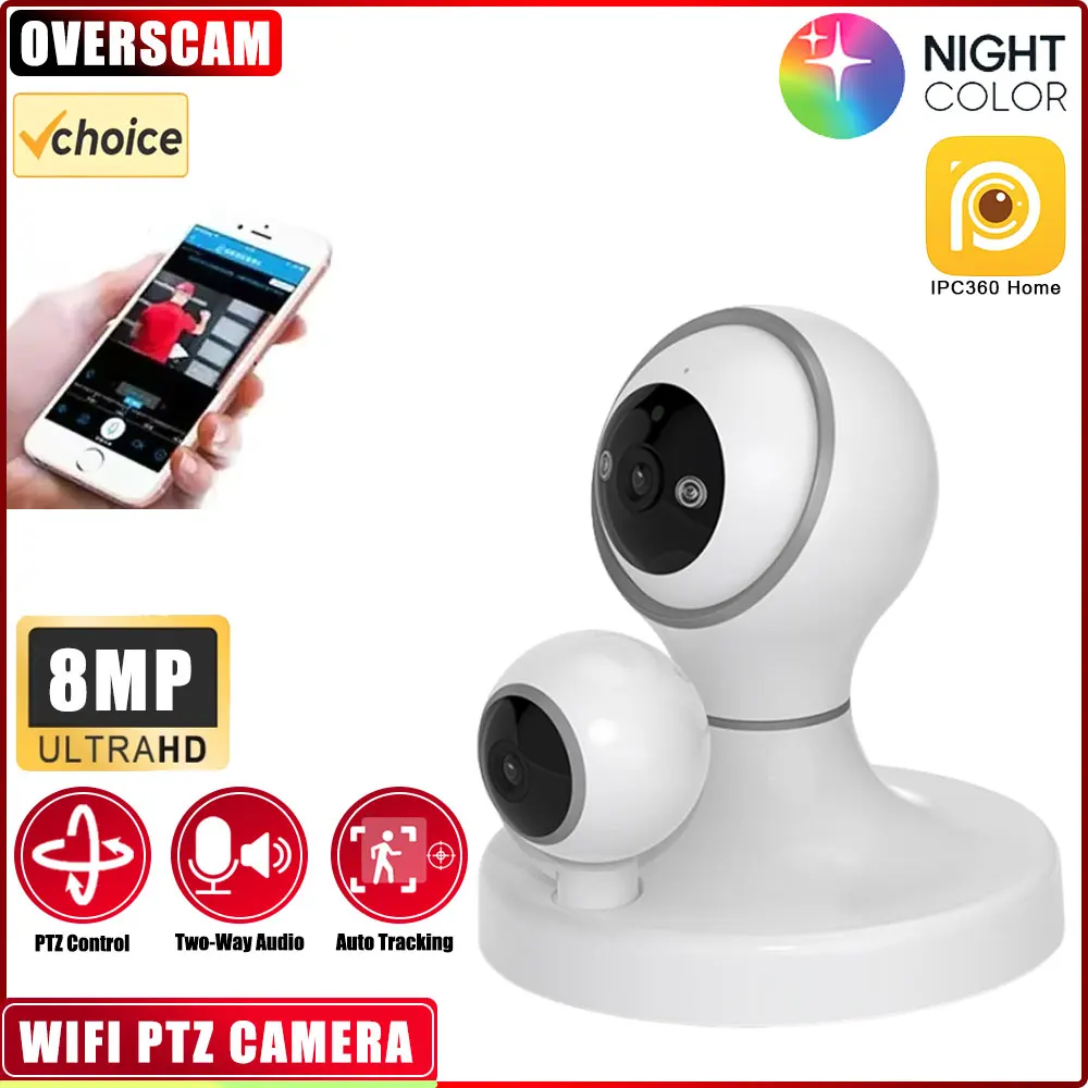 

IPC360 Home Dual lens 4K 8MP wireless PTZ camera WIFI IP Auto tracking security protection camera P2P video surveillance camera