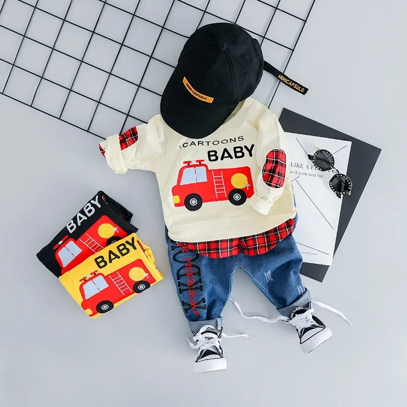 

New Spring Baby Girls Clothes Suit Children Boys Cartoon Cotton T-Shirt Jeans 2PCS/Sets Infant Clothing Kids Casual Costume