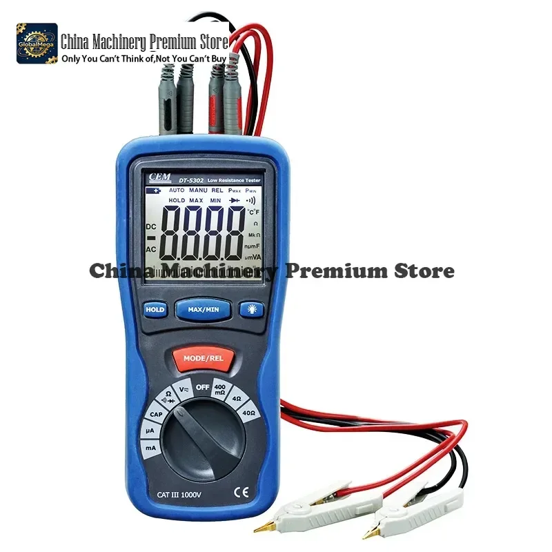 DT-5302 High Precision Digital Insulation Low Resistance Multimeter Tester 400M-40 1000V DMM Kelvin 4-wire On-site Testing