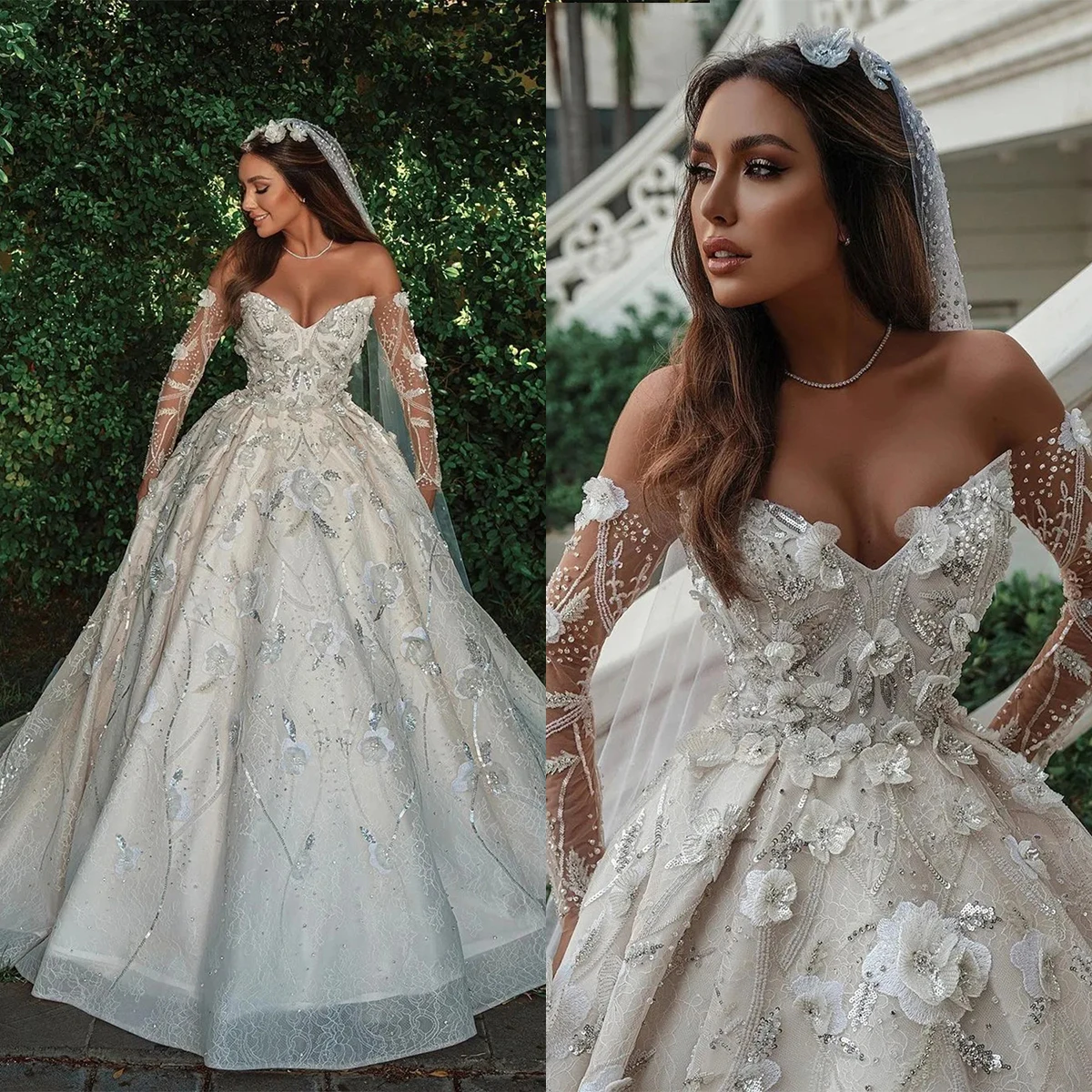 Gorgeous Wedding Dresses Sexy Sweetheart Appliques Lace Bridal Gowns Custom Made Sweep Train Lace-Up Back Robe De Mariee