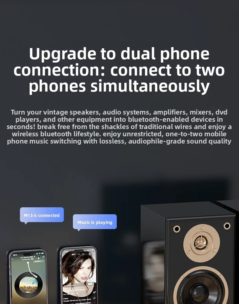 NFC Bluetooth 5.3 Empfänger und Sender-Adapter, kabellose Musik, 3,5 mm AUX, RCA, optische Unterstützung, U-Disk für Desktop-Lautsprecherverstärker – Detail 10
