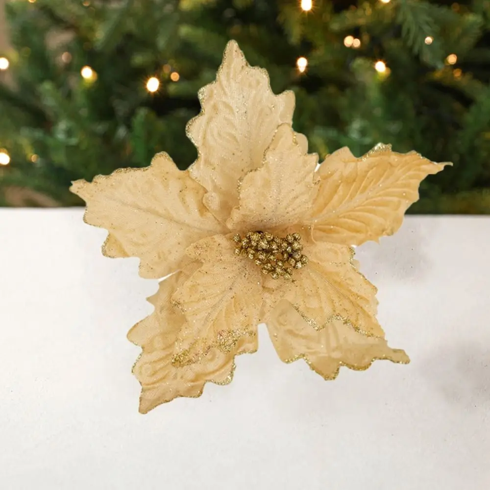 DIY Artificial Christmas Flowers Fake Handmade Simulated Christmas Flower Flower Head Xmas Tree Ornaments Event Layout