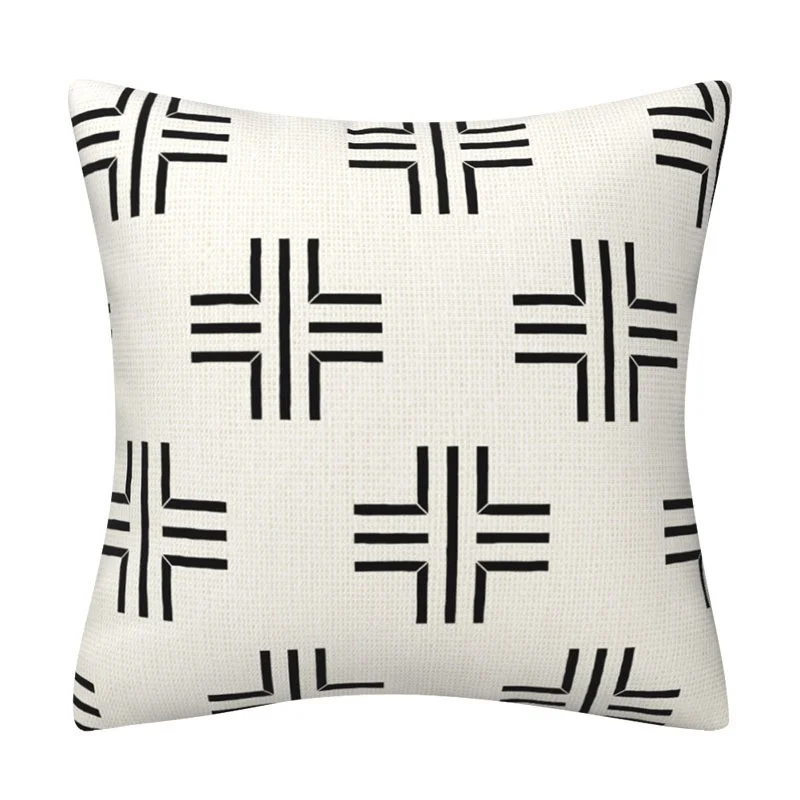 Cotton Linen Black White Geometric Decorative Throw Pillows Case Sofa Home Cushion Cover Almofadas Decorativas Para Sofá
