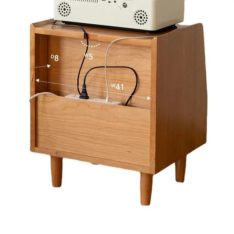 

Small cherry wood, retro furniture, modern minimalist bedroom, storage, bedside cabinets