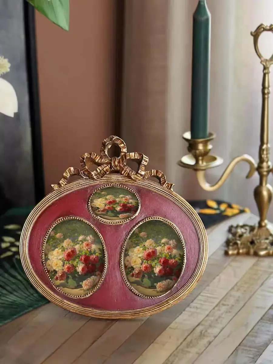 Vintage European Resin Multi-Photo Frame Set Creative Tabletop Wall Decor Gallery Picture Frame Display Ornament