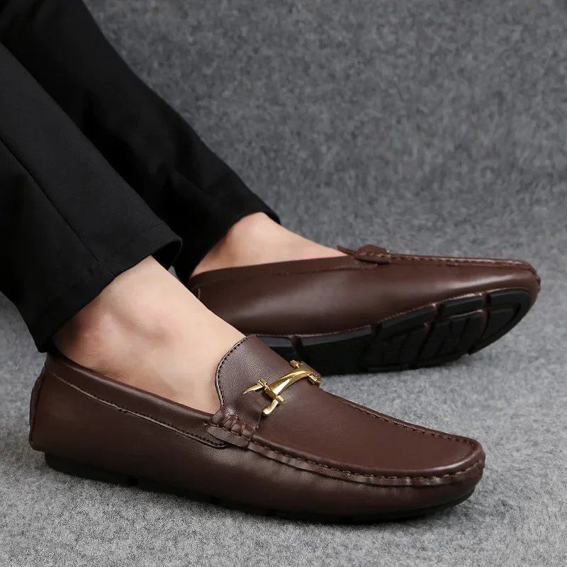 Man Shoes Classic Fashion Italian Style Genuine Leather Men Loafers Slip-On Mens Leather Loafers Good Quality Men Luxury Shoes