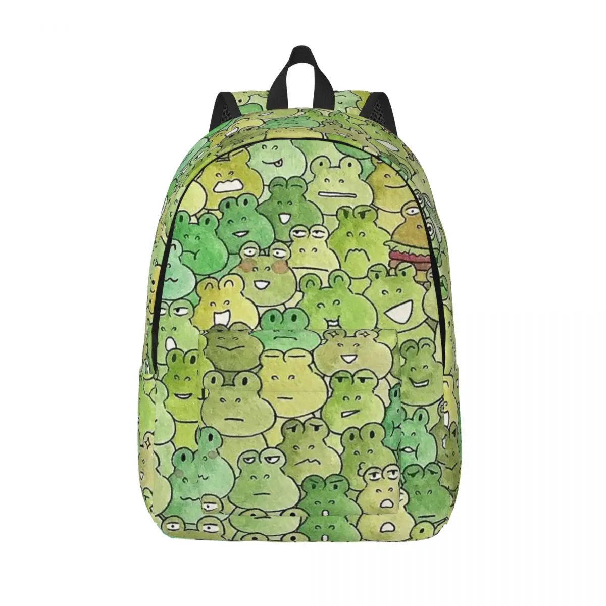 

Frog Backpack Elementary High College School Student Cute Animal Bookbag Men Women Canvas Daypack Outdoor