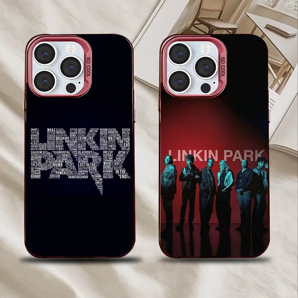

Rock L-Linkin P-Park Band Phone Case For iPhone 16,15,14,13,12,11,Mini,Pro,SE,MAX Pink Matte Silicone Cover