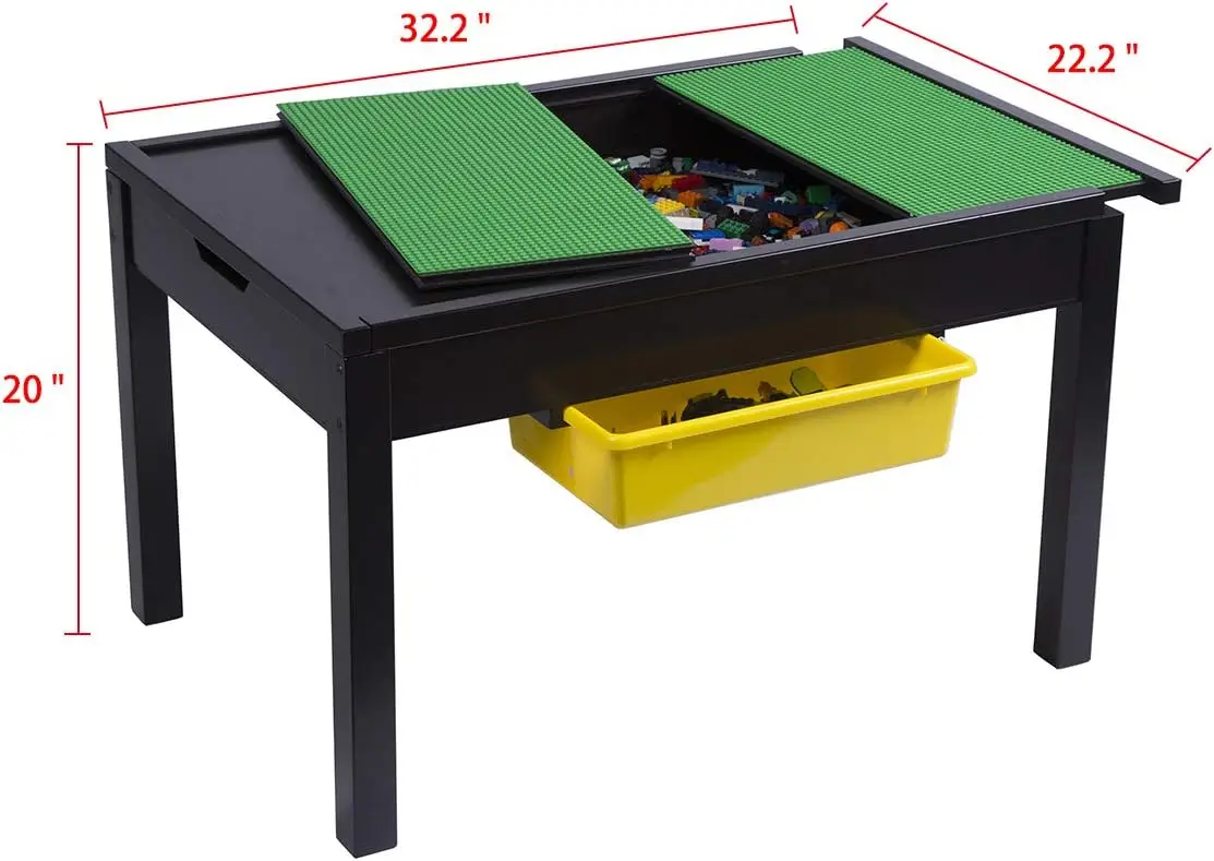 طاولة أنشطة كبيرة 2 في 1 للأطفال مع مساحة تخزين للأطفال الأكبر سنًا، طاولة لعب للأطفال والأولاد والبنات والإسبريسو