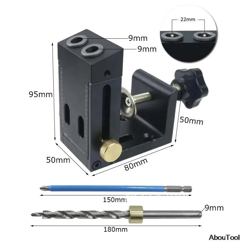 3 in 1 Adjustable Doweling Jig Woodworking Pocket Hole Jig With 8/15mm Drill Bit For Drilling Guide Locator Puncher Tools House