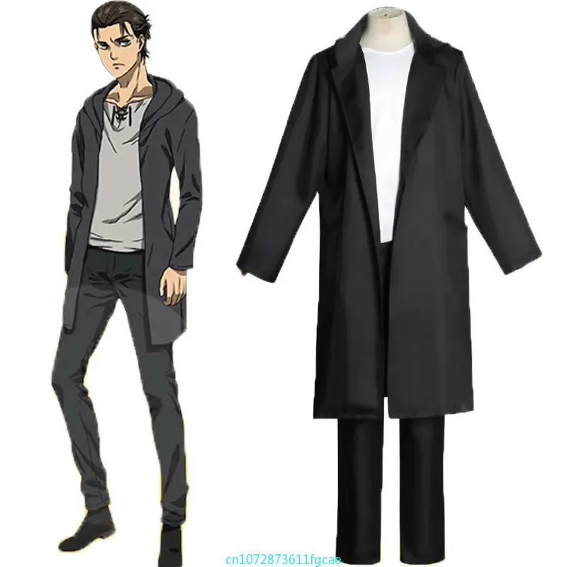 2025 جديد هجوم أنيمي تيتان الموسم النهائي جايجر إرين معطف أسود بانت تأثيري حلي الكبار الزي الرسمي حفلة ❤ ❤   $zz