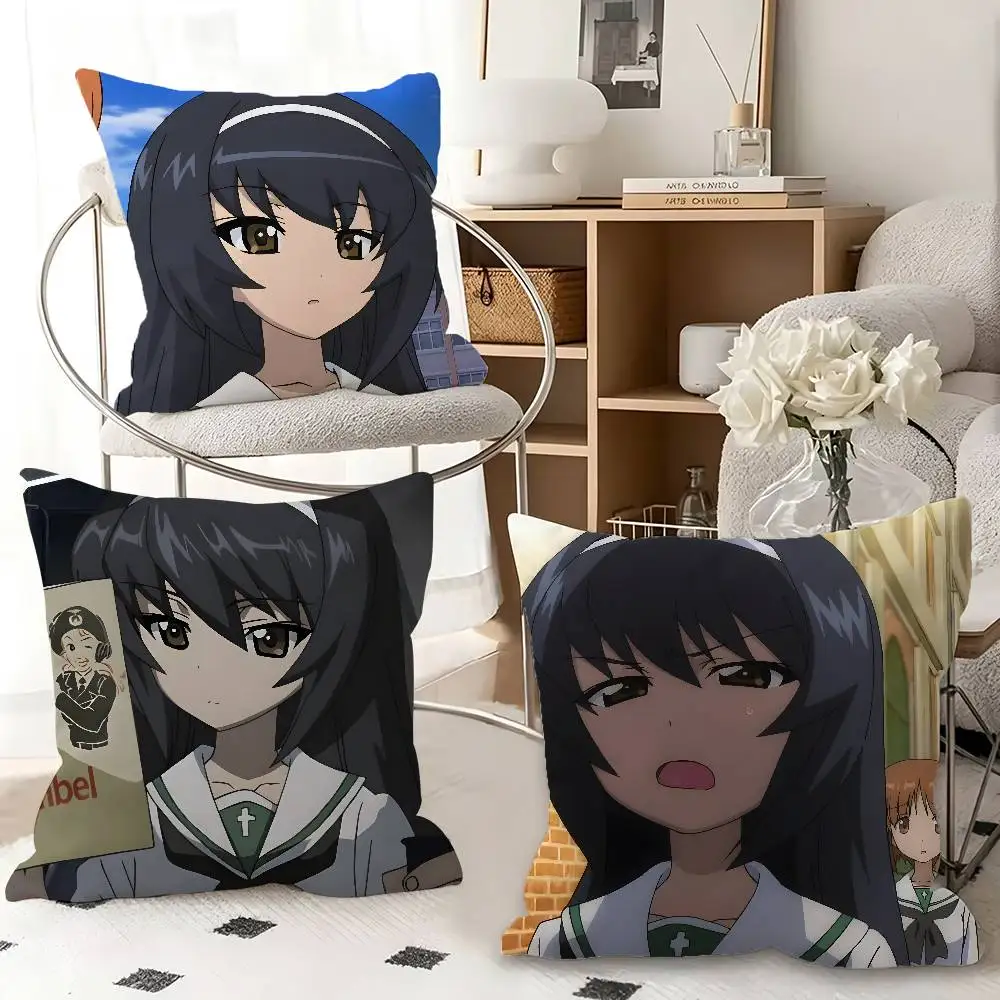 1pc Mako Reizei Girls Und Panzer Pillow Case Fashion Square Pillowcase Bedroom Sofa Room Ins Decoration Leisure