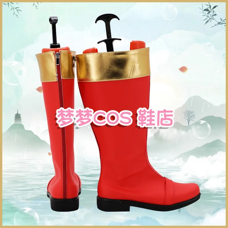 Super Sentai Bakuryuu Sentai Abaranger AbaRed, chaussures de Costume de Cosplay, bottes de fête de carnaval d'halloween, bottes en Faux cuir faites à la main