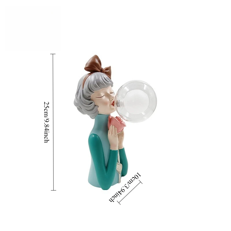 Cartoon Bubble Girl Nachtlicht Statue Skulptur Nordische Nachttischfiguren Heimdeko Atmosphärenlampe Kreatives Geschenk für Zimmer – Detail 14