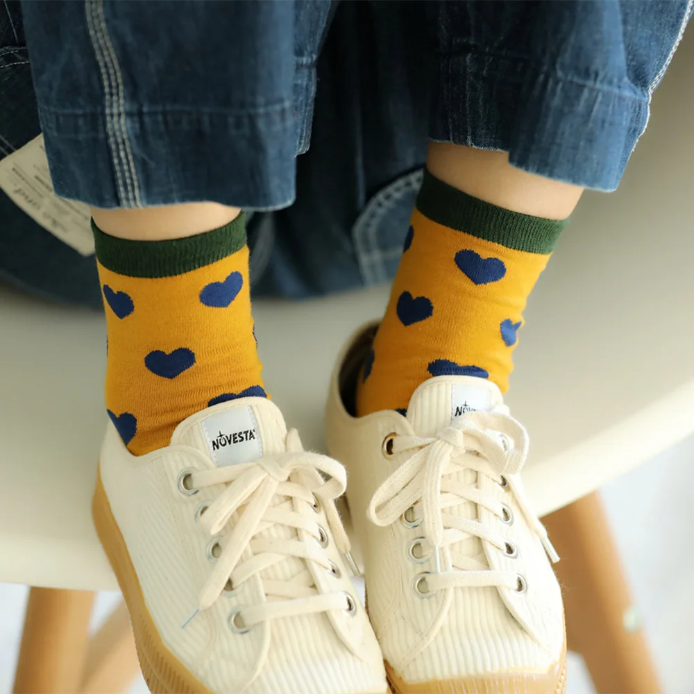 SP&CITY Korean Colorful Love Heart Cotton Sock Women's Love Jacquard Fashion Breathable Short Socks Soft Casual Sport Sock