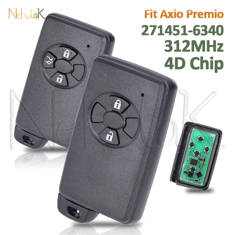 271451-6340 Remote Key fit Toyota Premio Axio 4D Chip 312MHZ Car Key 2 3 Buttons Replace Smart Proximity Key Intelligent Fob