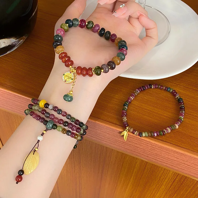 Super Fairy New Chinese Style Artistic Retro Elegance Colorful Jade Simple Design Descendants of the Rich Bracelet