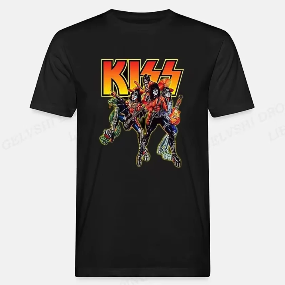 Kiss Band Printed Cotton All-Purpose Cotton T-Shirt For Boys And Girls Camisetas High Quality Top Rock Band Sports T-Shirt