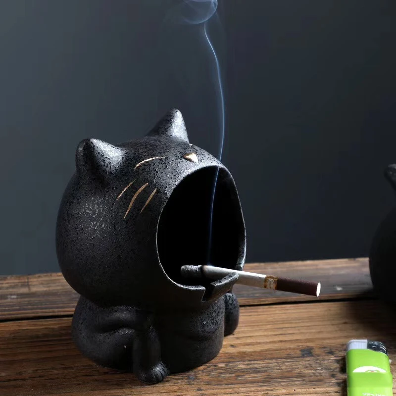 Creative Cute Cartoon Cat dog Ashtray Personality Home living room Table Decoration Anti-fly Ash Ceramic Ashtrays Smoking Tools